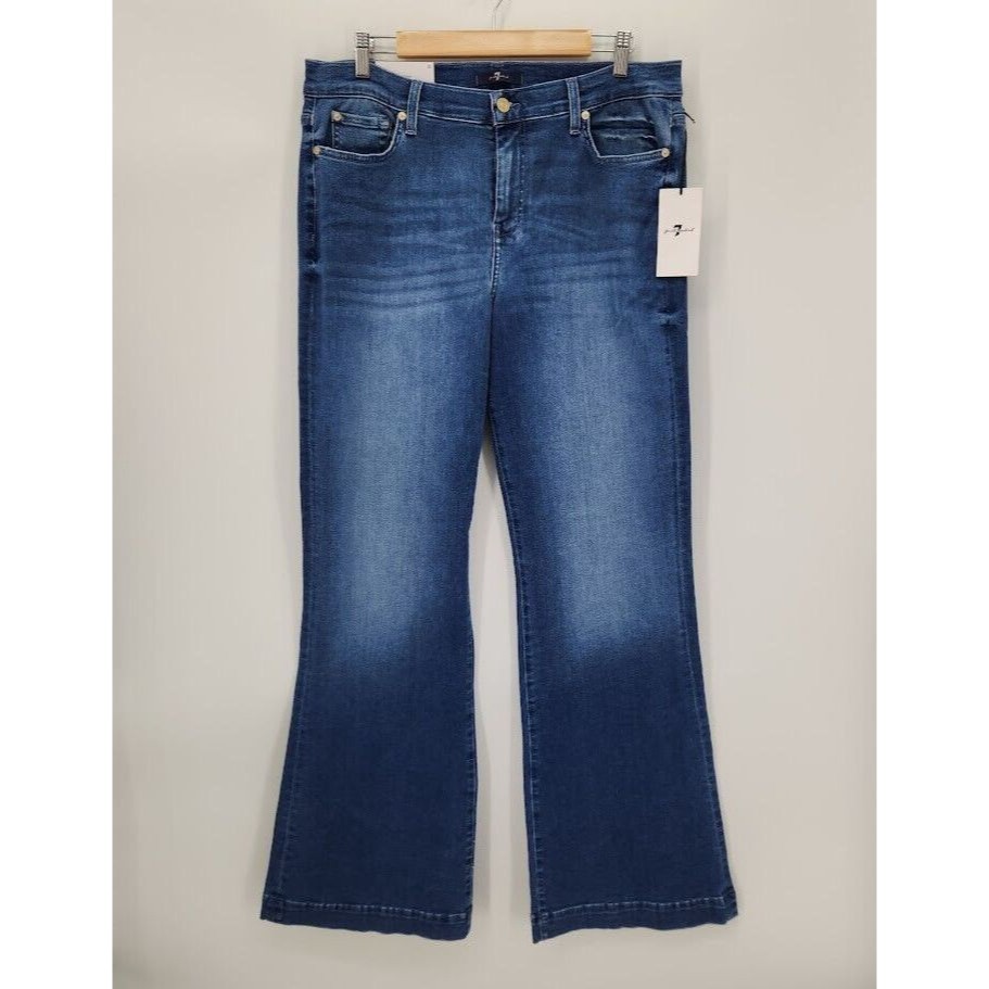 New 7 For All Mankind Womens Dojo Original Trouser Jeans Wide Leg Flare Size 32